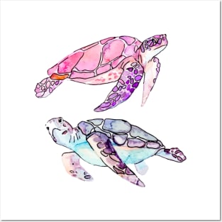 Watercolor Sea Turles Posters and Art